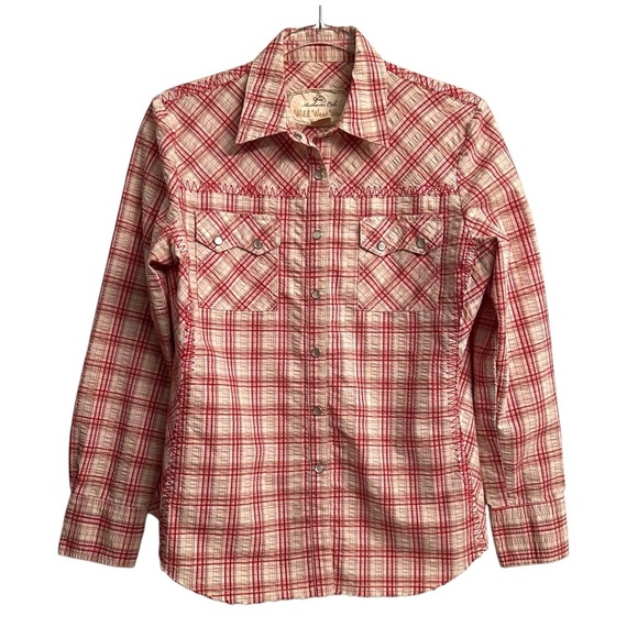 CAbi Tops - CABI Wild West Wear Red Plaid Button Down Western Shirt Women’s Size Medium